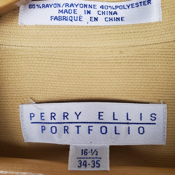 Perry Ellis Portfolio Yellow Button Down. Long Sleeve. NWT. 16.5 34/35. H108 - Picture 3 of 10